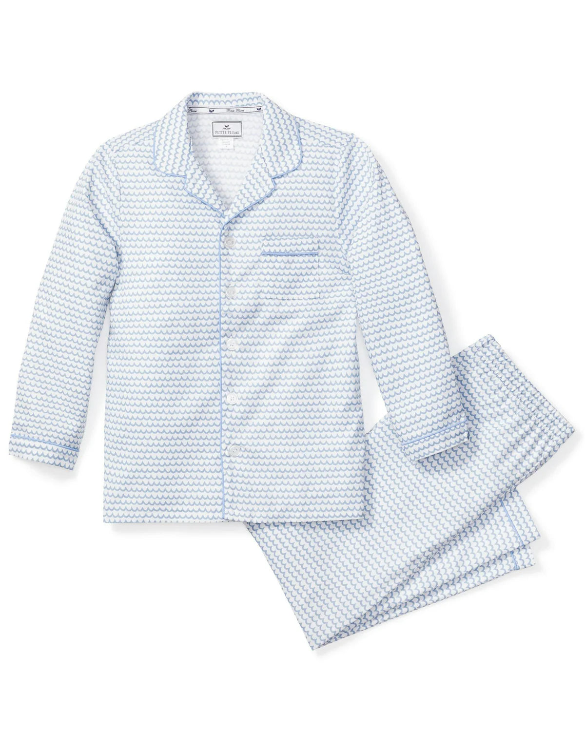 Petite Plume Kid's Twill Pajama Set in La Mer