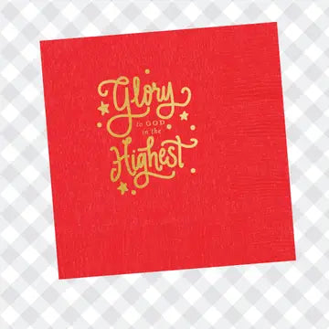 Natalie Chang Red Glory To God Cocktail Napkin