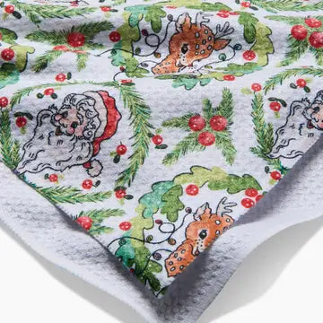 Geometry Berry Retro Holiday Tea Towel