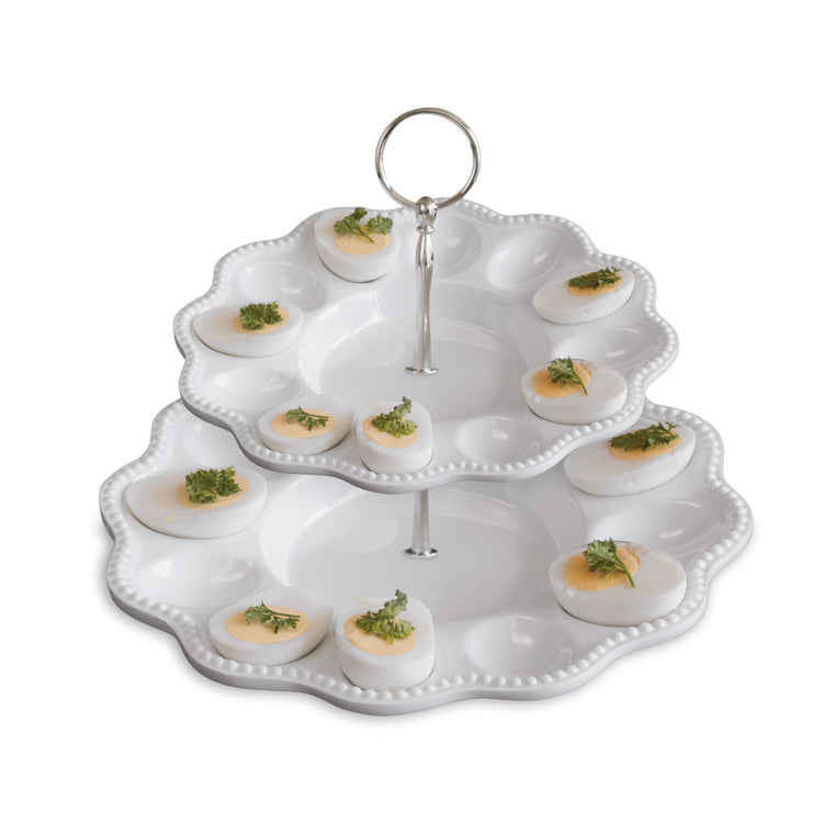 Beatriz Ball VIDA Alegria Two-Tiered Egg Server, White