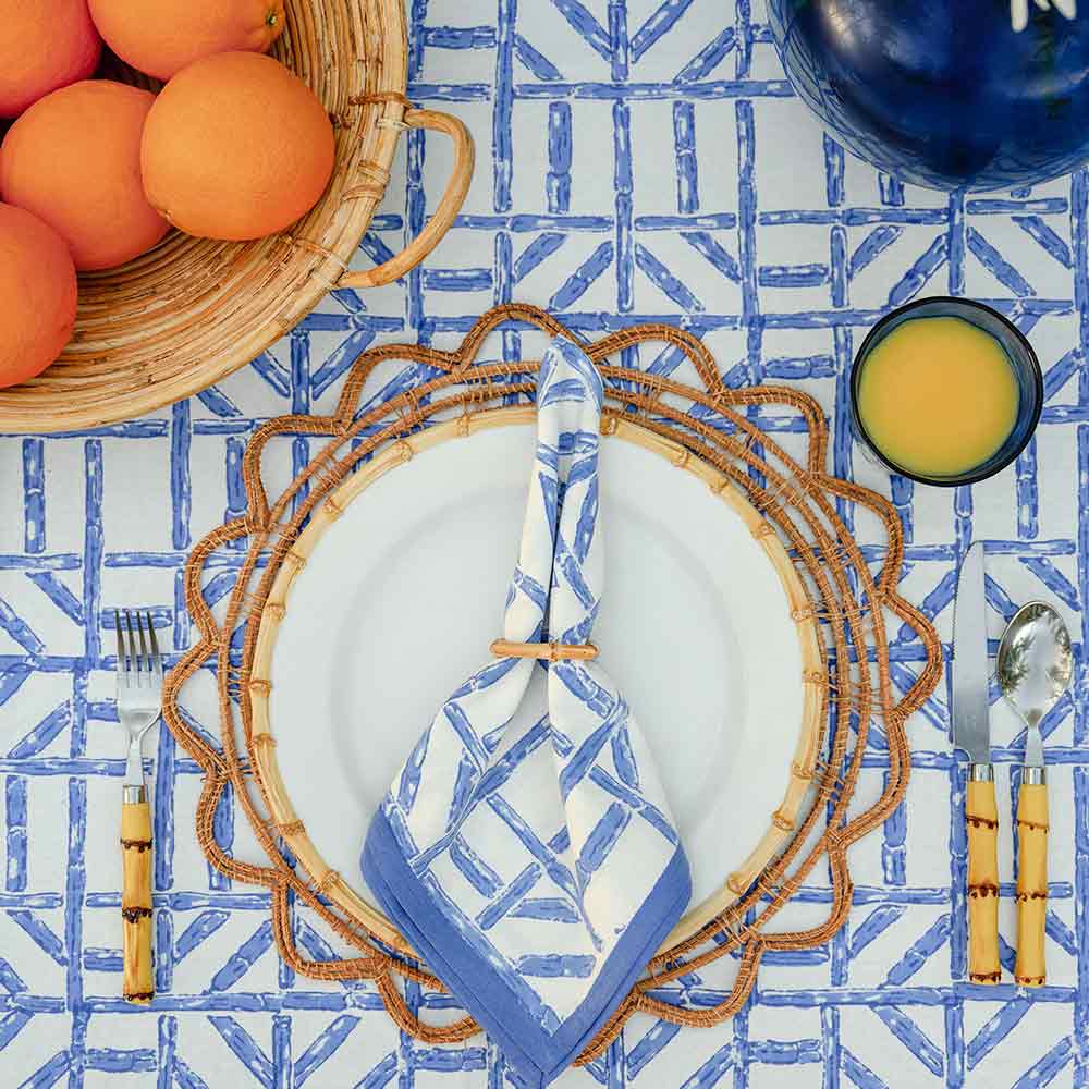 Pomegranate Blue Bamboo Set 4 Napkins