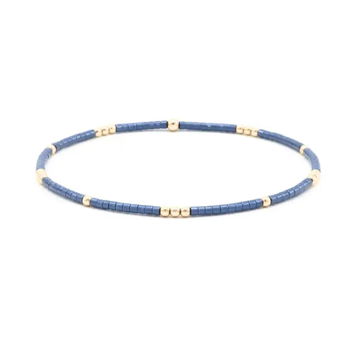 2mm Newport Steel Blue + Gold Filled Waterproof Bracelet