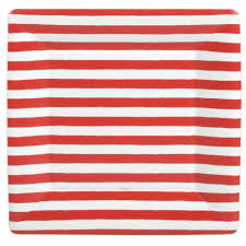 Caspari Red & White Stripe Dinner Plate