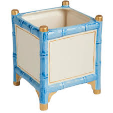 Abigail's Bamboo Cachepot, Blue/Gold, Large