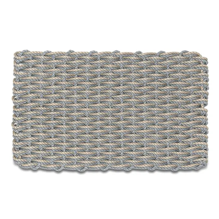 Lobster Rope Outdoor Doormat: Silver & Sand Double Weave | 18x30