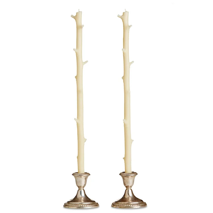 Stick Candles Hickory, Pair - White Chocolate