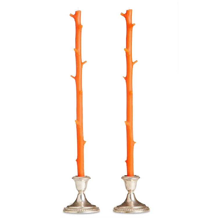 Stick Candles Hickory, Pair - Tangerine