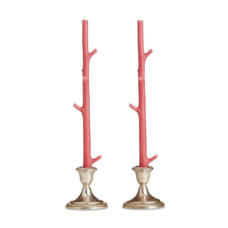 Stick Candles Maple, Pair - Watermelon Pink