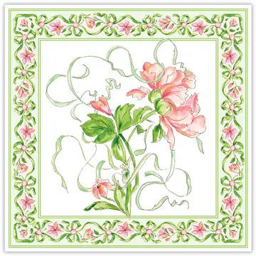 Rosanne Beck Green & Coral Party Flower Square Placemat