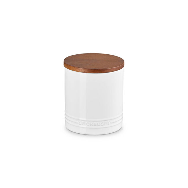 Le Creuset Signature Canister with Wood Lid 1.2Qt, White