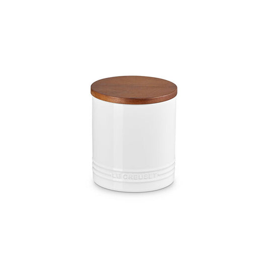 Le Creuset Signature Canister with Wood Lid 1.2Qt, White