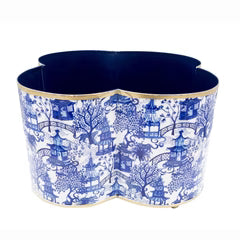 Garden Party Enameled Quatrefoil Cachepot Planter - 6x12