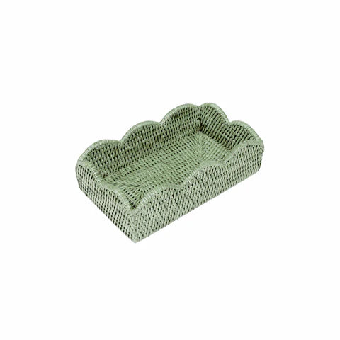 Caspari Rattan Guest Towel Holder Green