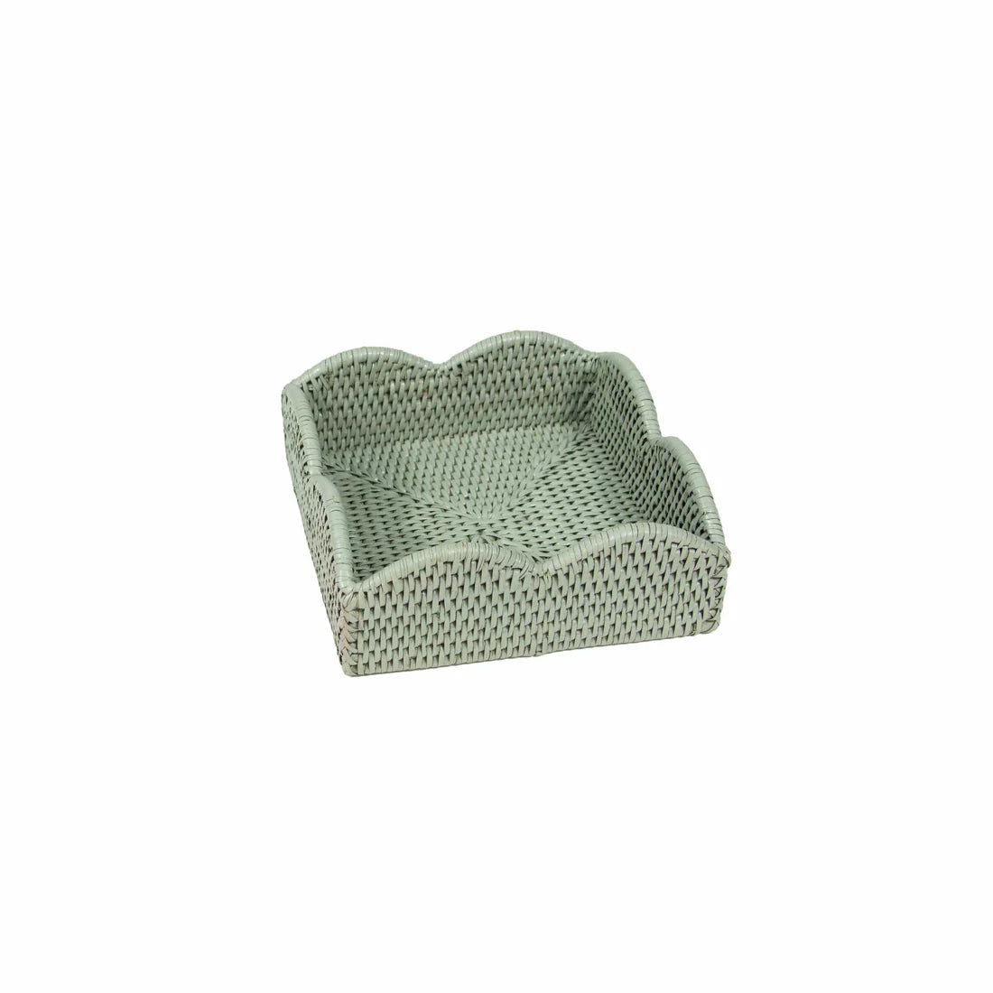 Caspari Rattan Scallop Lunch Napkin Holder Green