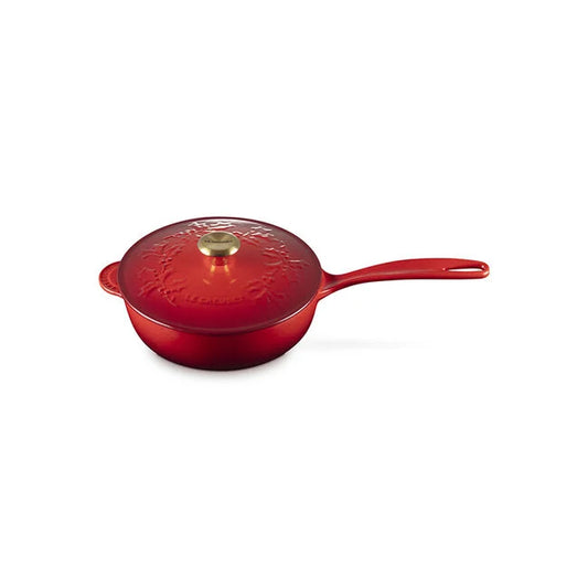Le Creuset Traditional Round Saucier Holly, 2.25 Qt, Cerise