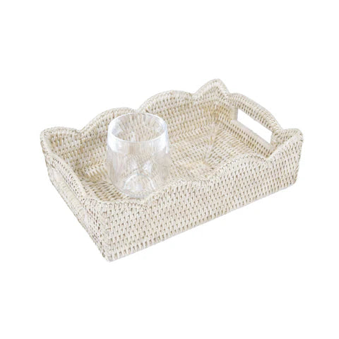 Caspari Scalloped Tray Sm White