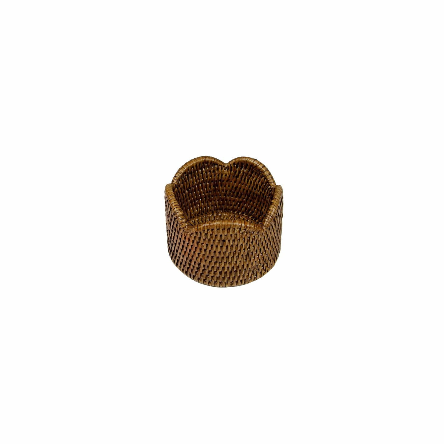 Caspari Rattan Scallop Wine Coaster Brown