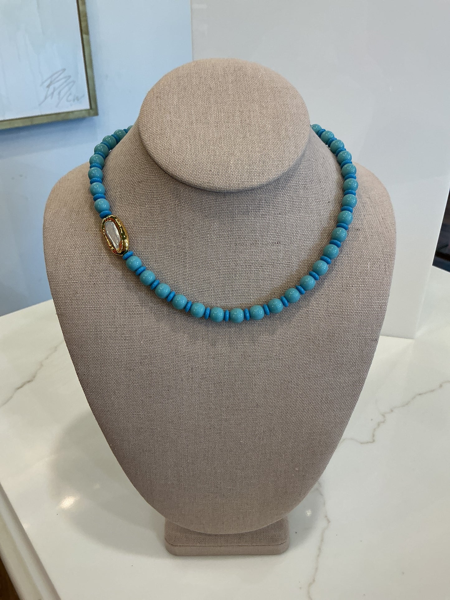 BCB - Blue W/ Single Pearl Necklace