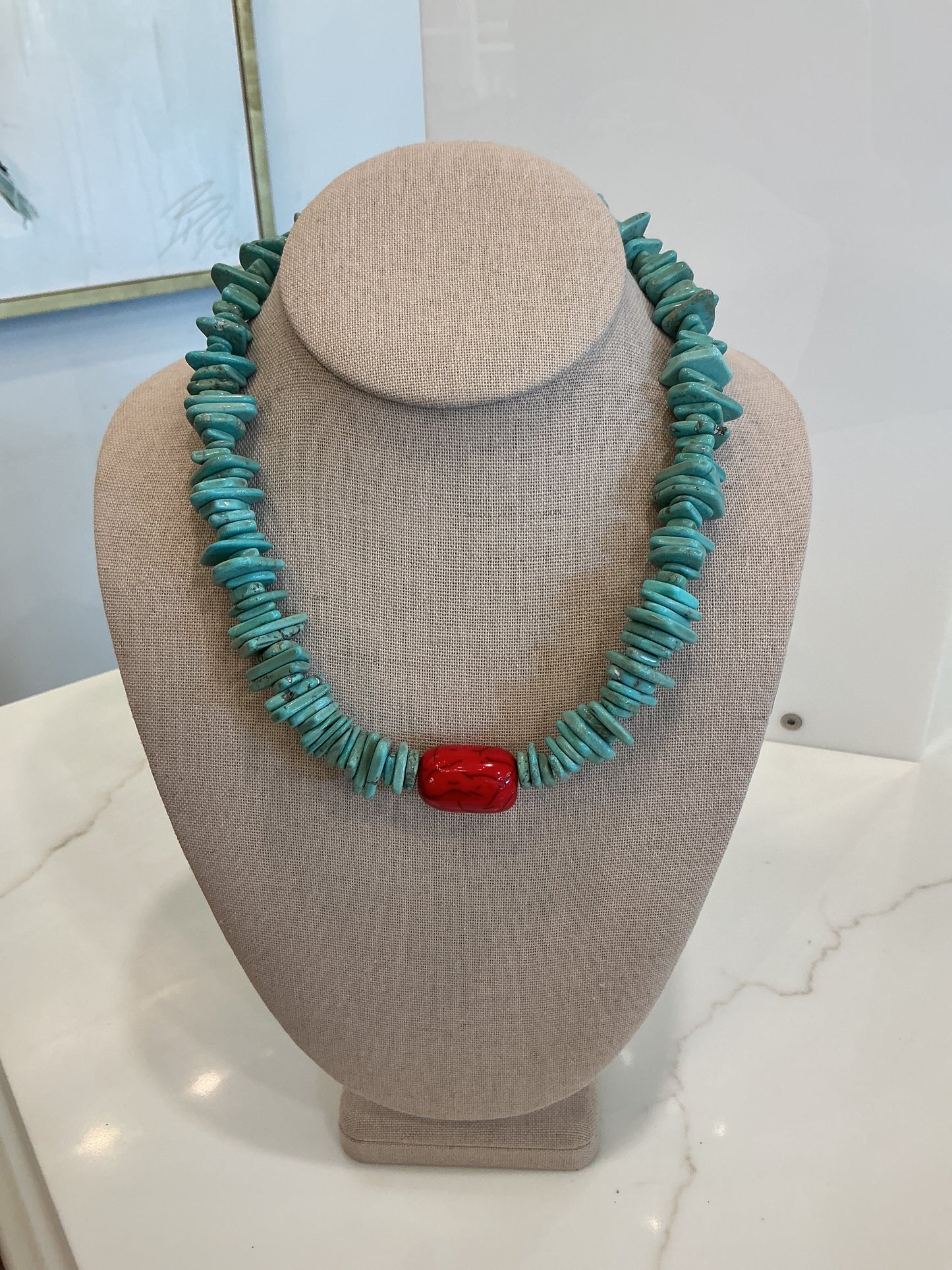 BCB - Turquoise W/ Red Center Necklace