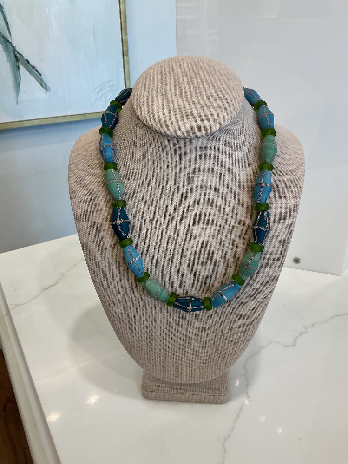 BCB - Teal Blue Green Cross Necklace