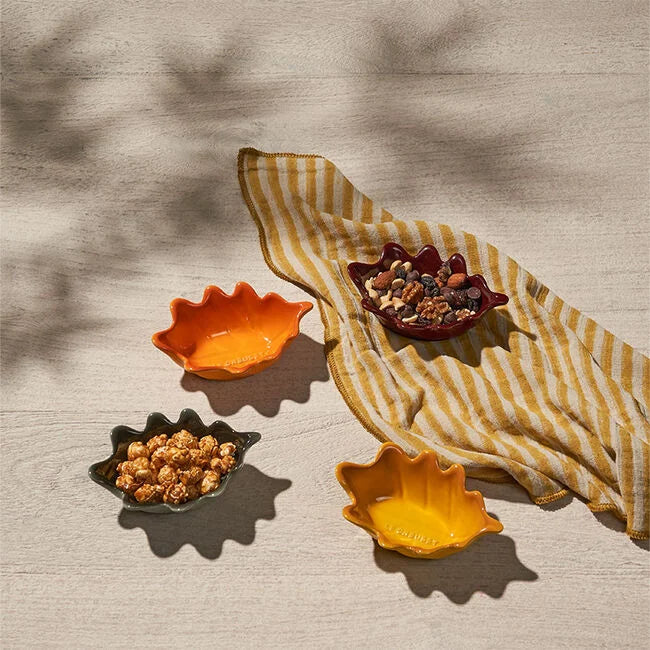 Le Creuset Set of 4 French Oak Leaf Mini Bowls, Multi