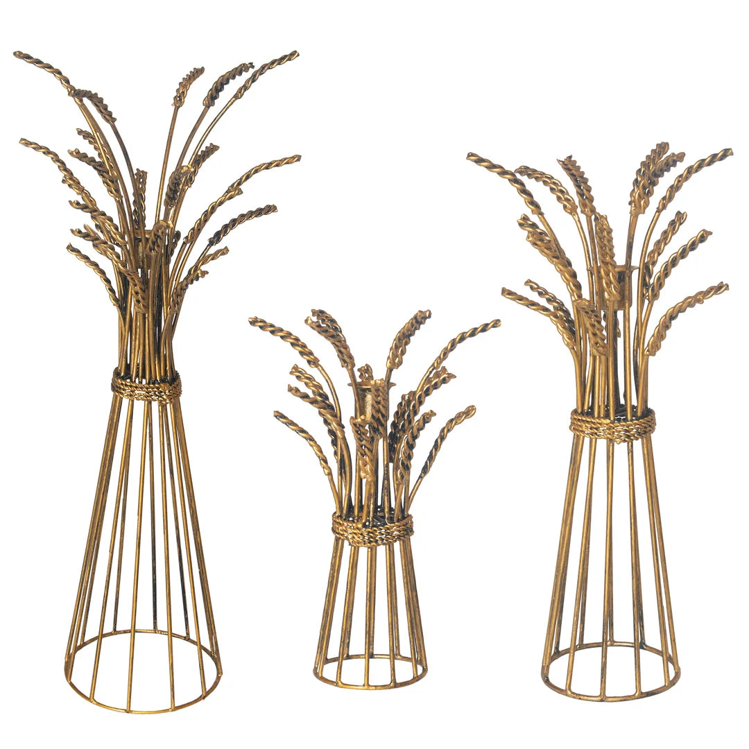 Wheat Taper Candle Holders, Set of 3