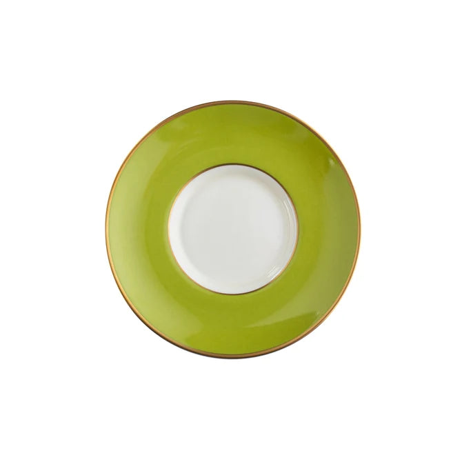 Pickard White ColorSheen Apple Green Gold Teacup Saucer