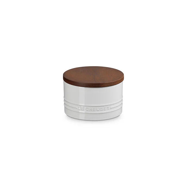 Le Creuset Signature Canister with Wood Lid 16oz, White
