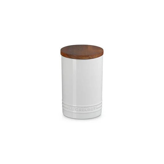 Le Creuset Signature Canister with Wood Lid 26oz, White