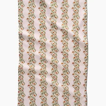 Geometry Floral Fall Stripe Tea Towel