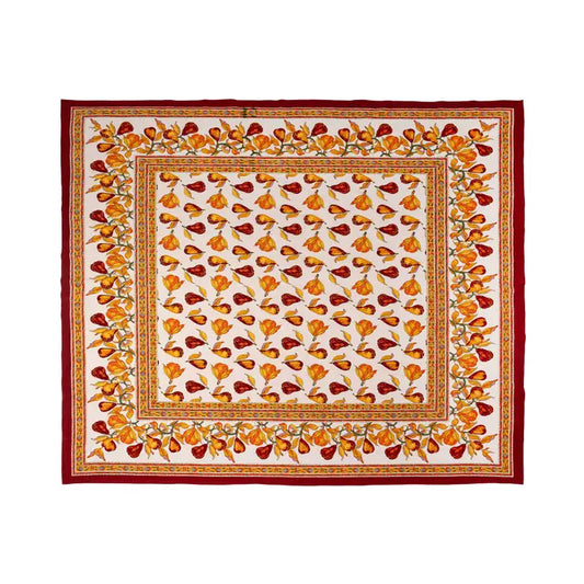 Couleur Nature French Tablecloth Orchard Pear Burgundy 71" X71"