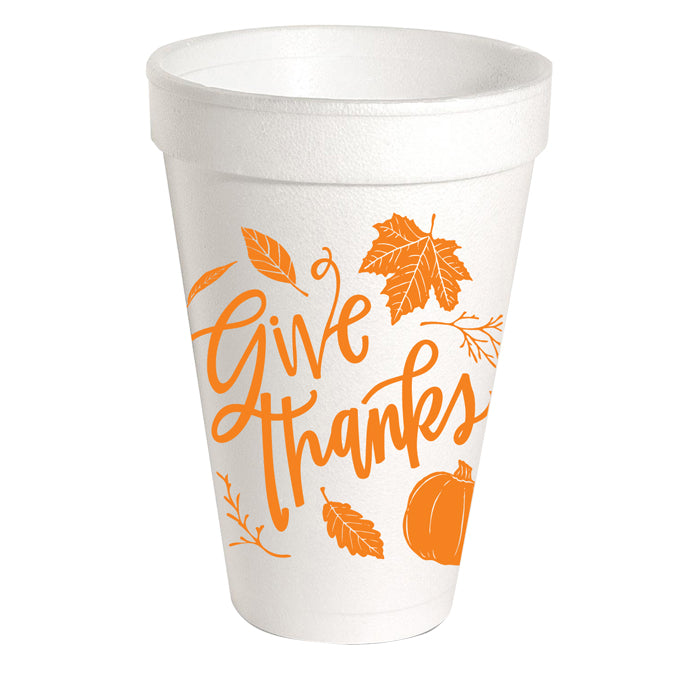 Rosanne Beck Styro Cup Orange Give Thanks