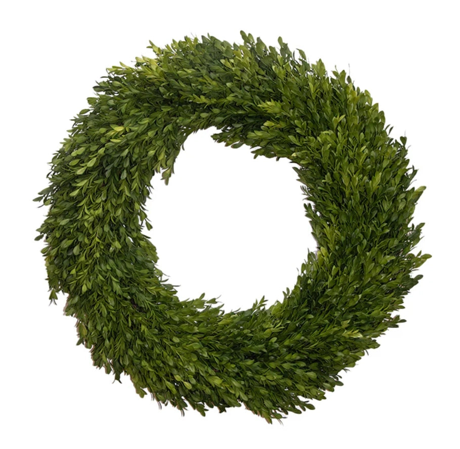 Fig & Dove 24" UV Protected Boxwood Wreath, Round