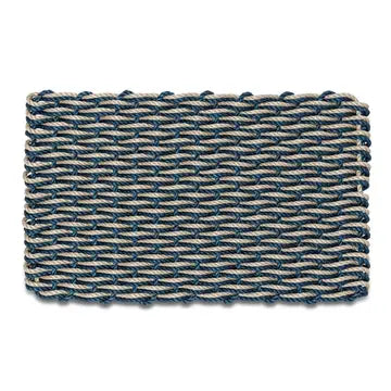 Wicked Good Lobster Rope Outdoor Doormat, Navy & Sand Double Weave 18x30
