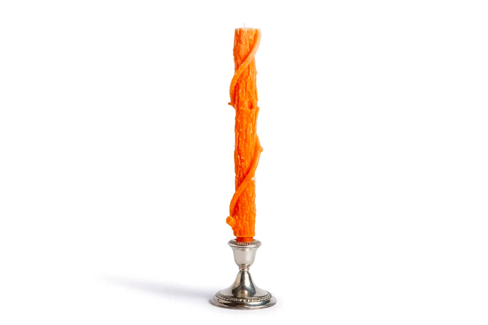 Stick Candles Bittersweet Oak Colossal Taper, Pair - Tangerine