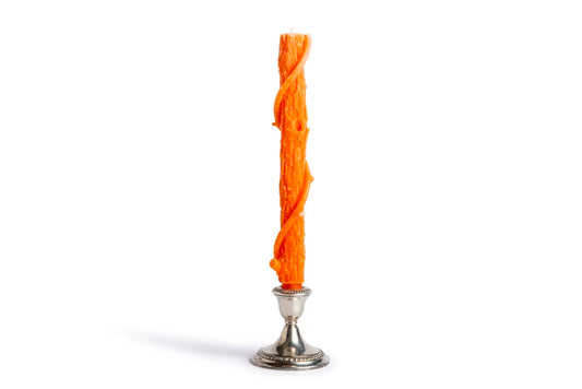 Stick Candles Bittersweet Oak Colossal Taper, Pair - Tangerine