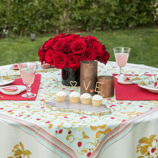 Couleur Nature Strawberry Blue Tablecloth, 128x71