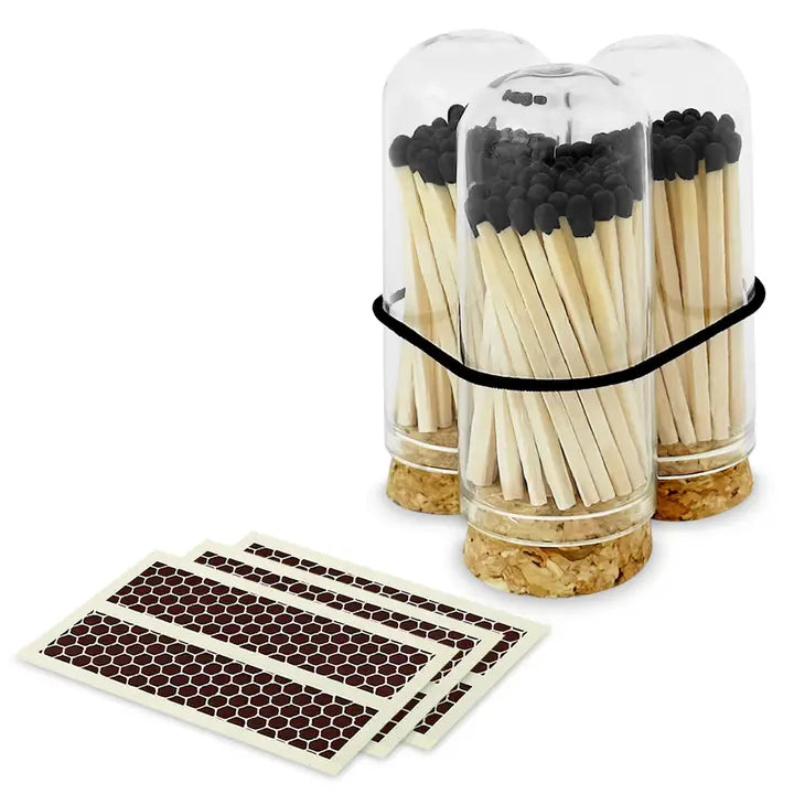 2" Matches in Mini Cloche Jar - Black
