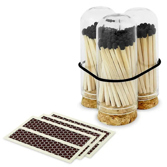 2" Matches in Mini Cloche Jar - Black