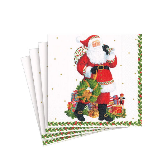 Caspari Jolly St. Nick Napkin, Cocktail