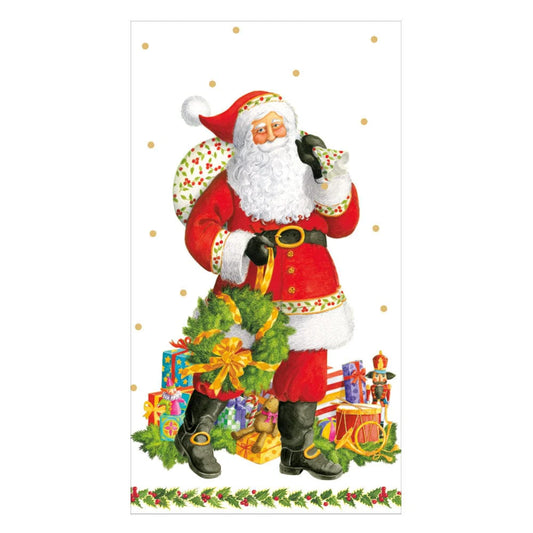 Caspari Jolly St. Nick Guest Towel