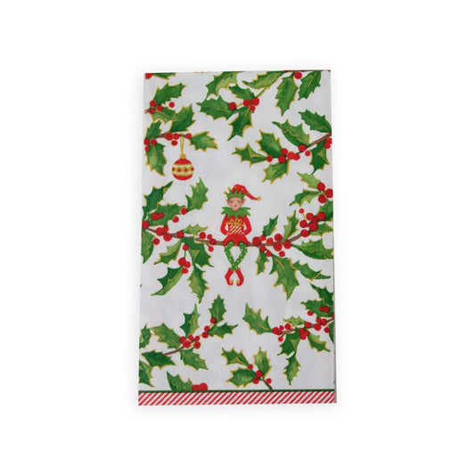 Caspari Jingle Elves Guest Towel