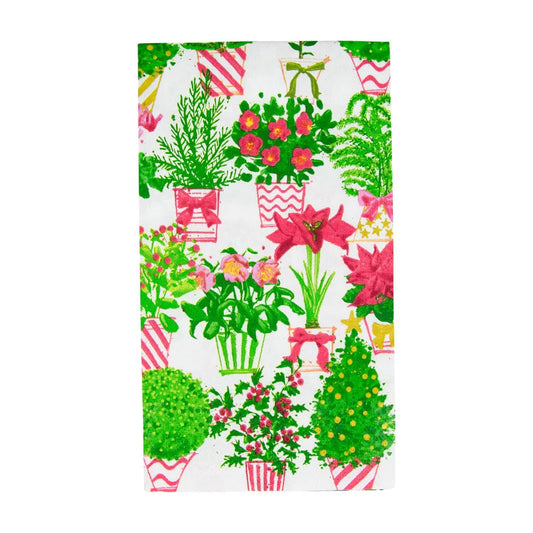 Caspari Christmas Flower Market Guest Towel