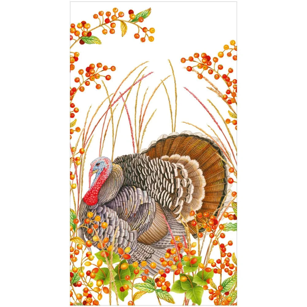 Caspari Turkey And Berries Guest Towel