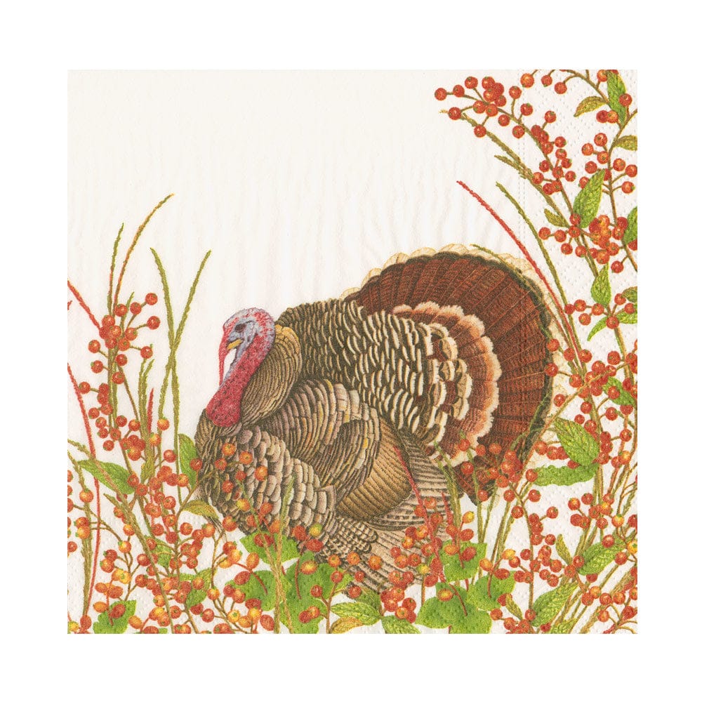 Caspari Turkey And Berries Napkin Luncheon