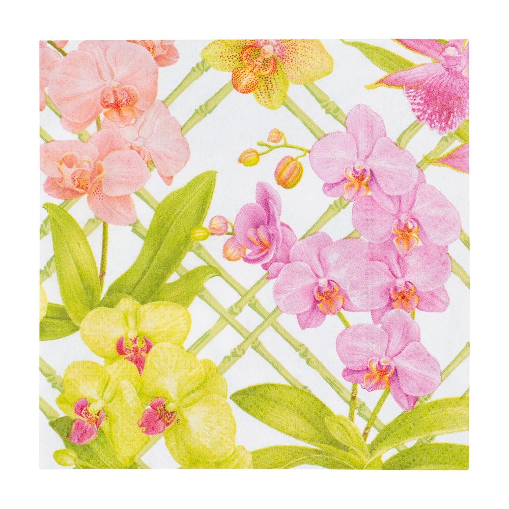 Caspari Orchid Conservatory Cocktail Napkin