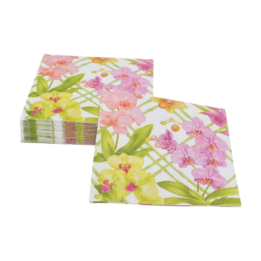 Caspari Orchid Conservatory Cocktail Napkin