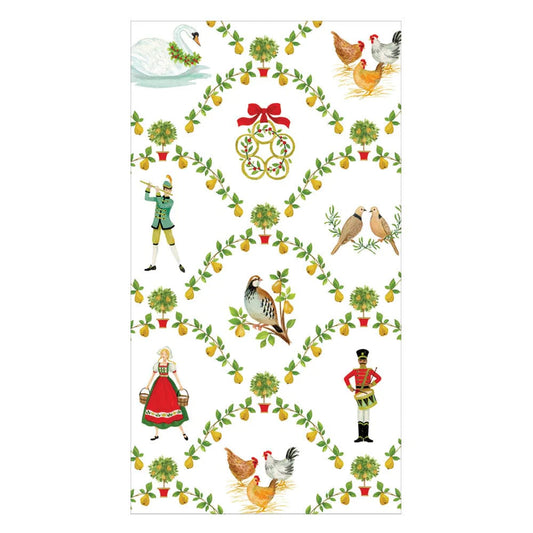 Caspari On the Twelfth Day Guest Towel