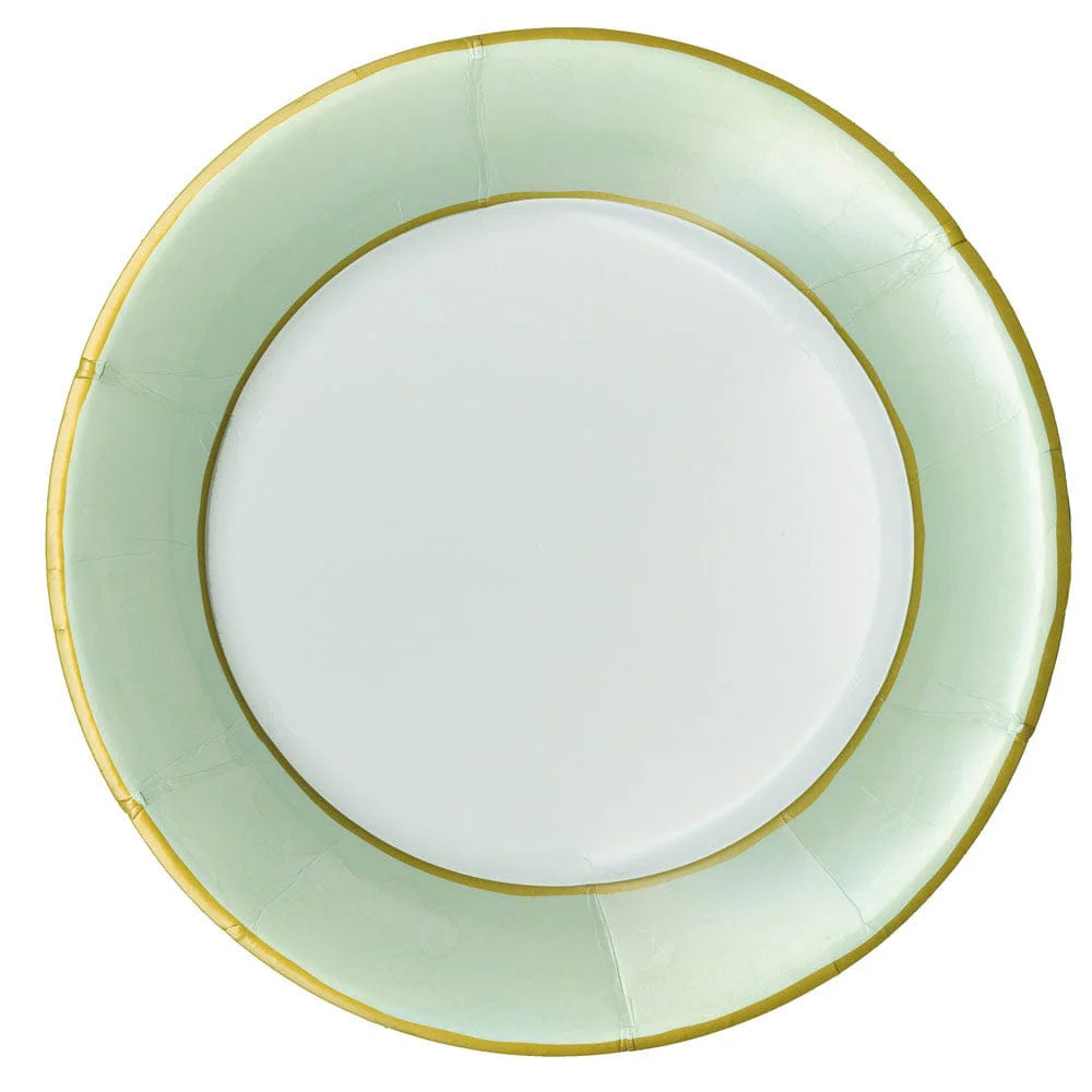 Caspari Watercolor Celadon Dinner Plates
