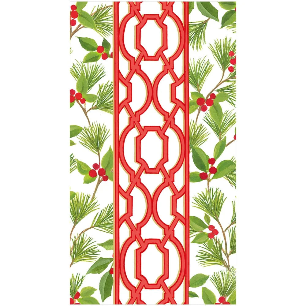 Caspari Knots & Greenery White Guest Towel